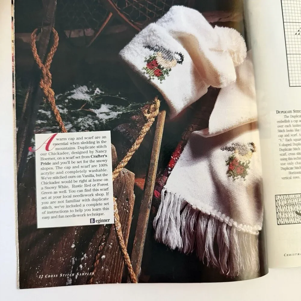 Christmas Cross Stitch Sampler Magazine 1992 Xmas Table Runner Stocking Ornament